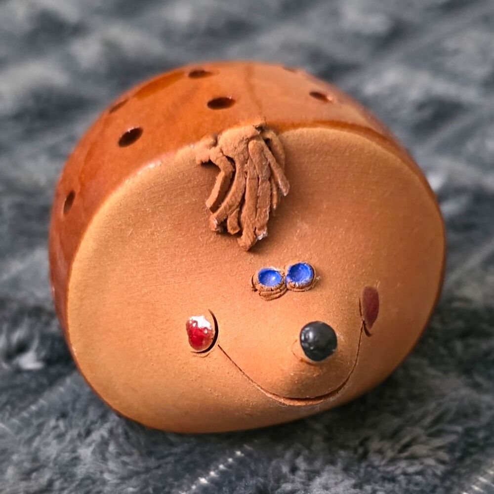 Vintage Terracotta Clay Hedgehog Figurine Toothpick Holder Whimsical Ceramic